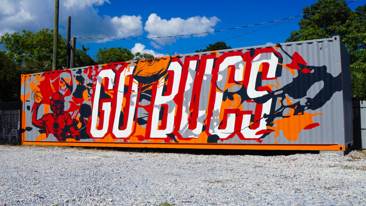 Tampa Bay Buccaneers mural located at BAR HWRD in Tampa, FL.